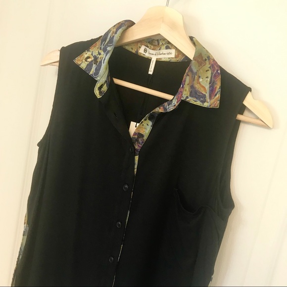 House Of Harlow Oil Print Collared Top NWT - Picture 8 of 8